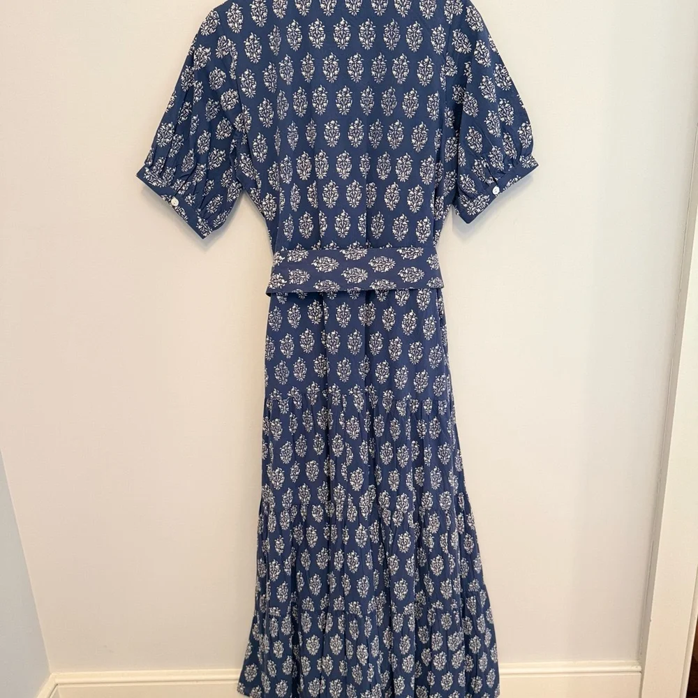 MAREA by Liz Joy short sleeve Maxi Dress in blue indigo print, size Small - Picture 7 of 11